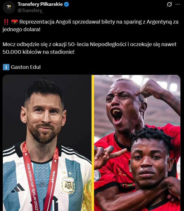 HIT! Tyle KOSZTUJĄ bilety na sparing Angola - Argentyna w Afryce!